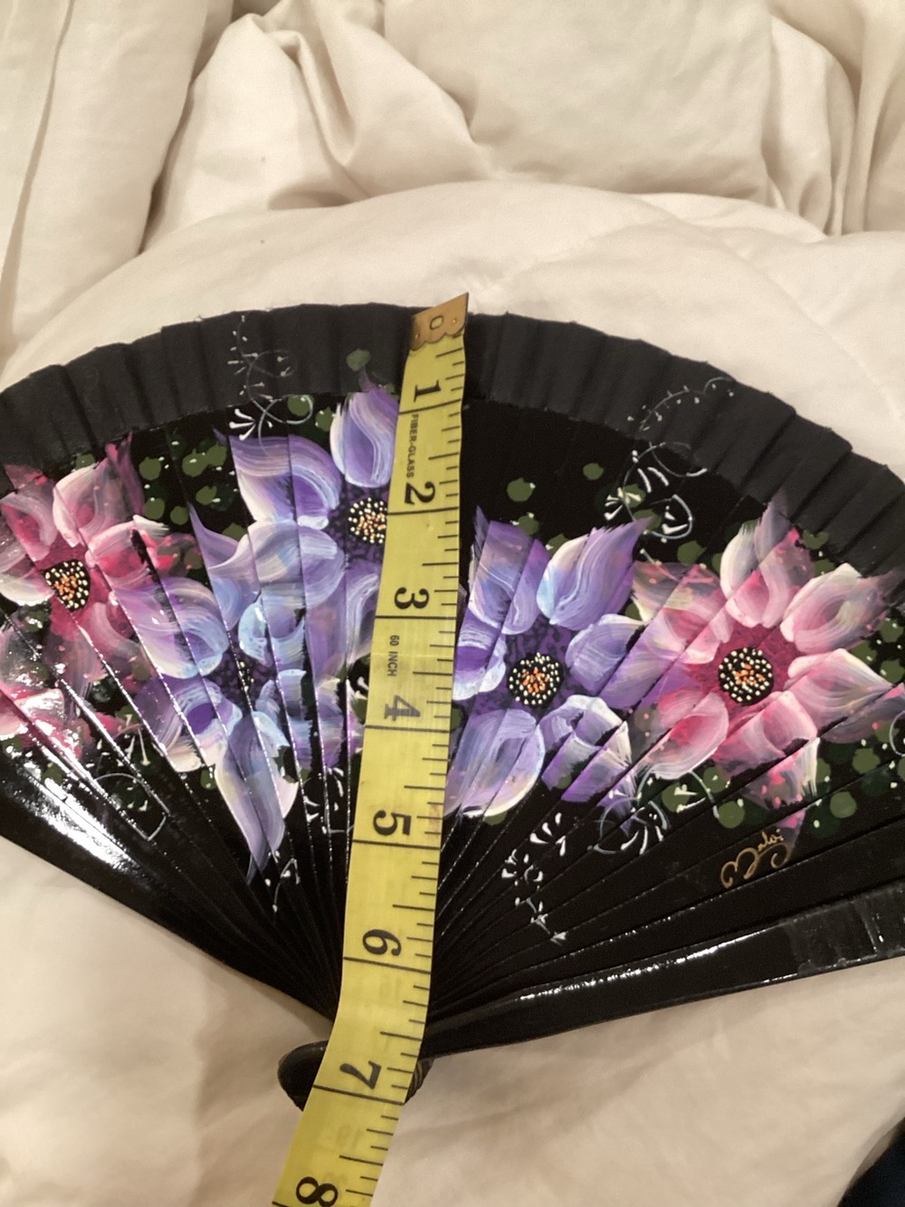 Malvi Hand Painted Wood Fan, Imported From Spain - Picture 12 of 13